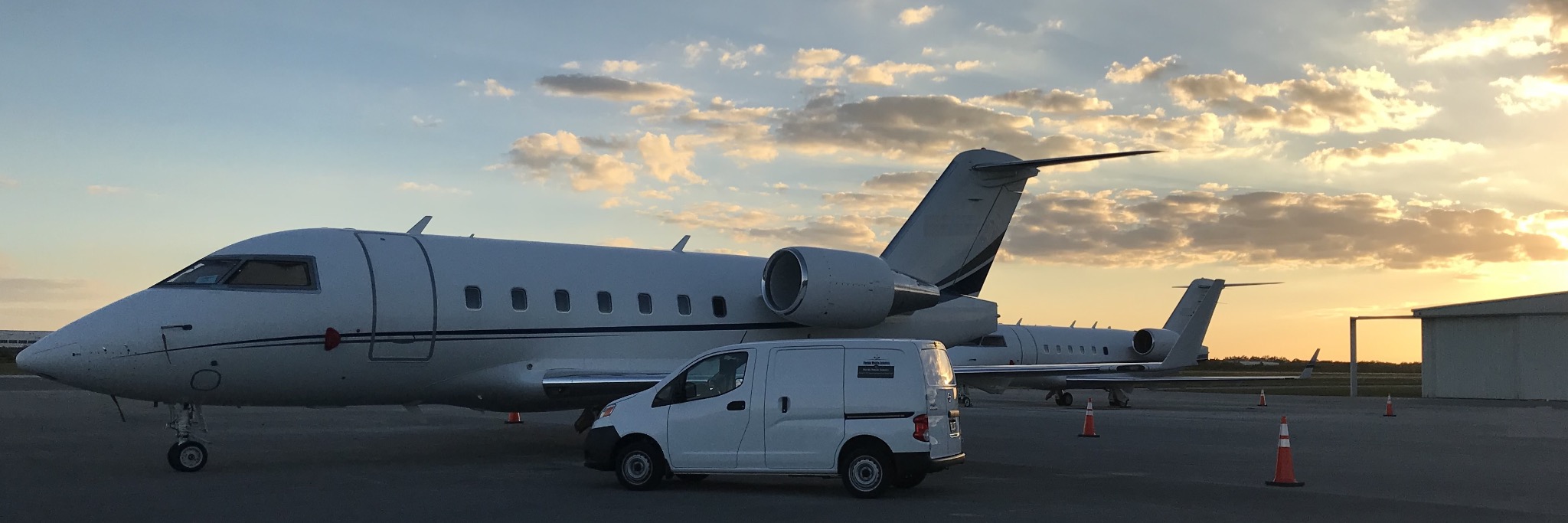 Florida Mobile Avionics service van with business jet
