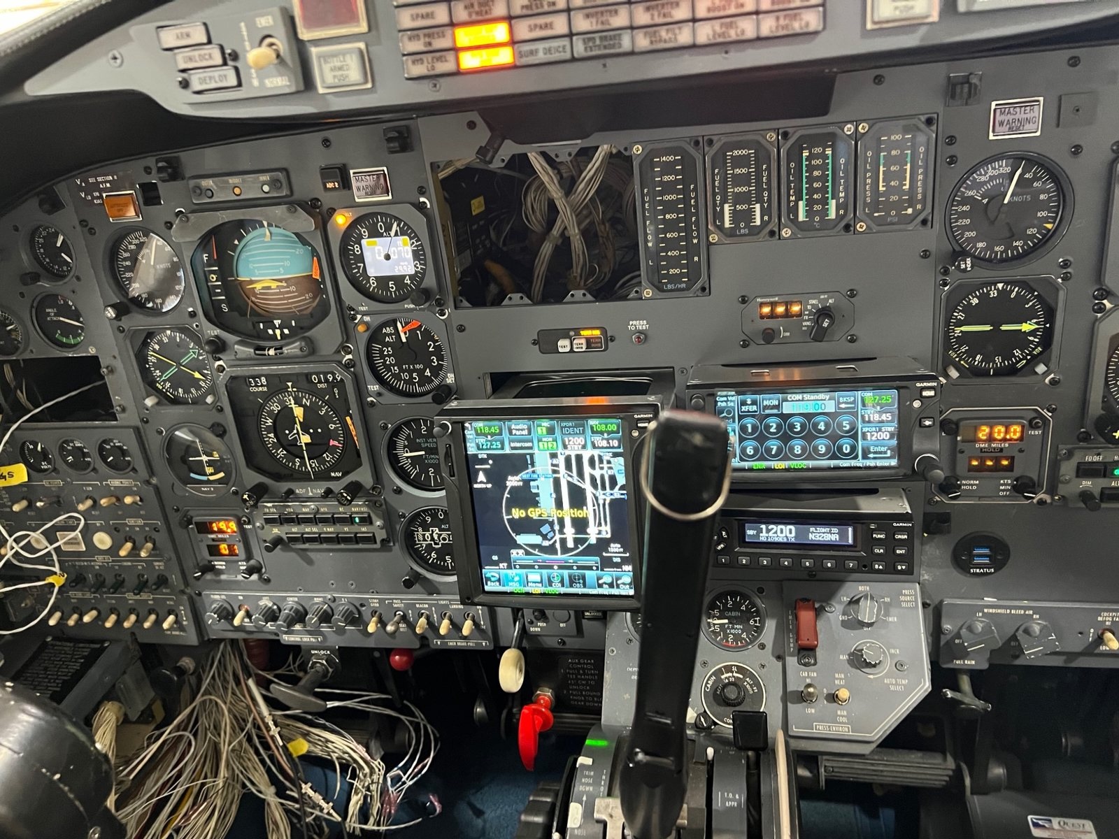 Citation avionics wiring retrofit in progress